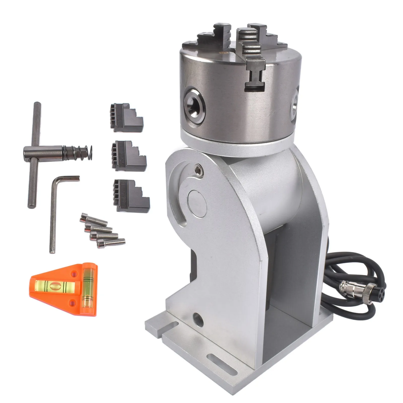 Rotary Axis Laser Engraver - AP02, Cekam Putar Mesin Bubut 80mm,