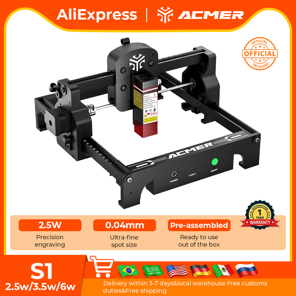 Rotary Axis Laser Engraver - ACMER S1 Mesin Ukiran dan Pemotong