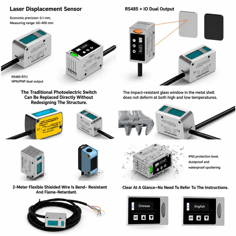 Sensor Perpindahan Laser RS485 - Industrial Laser Displacement Sensor ulasan dan harga
