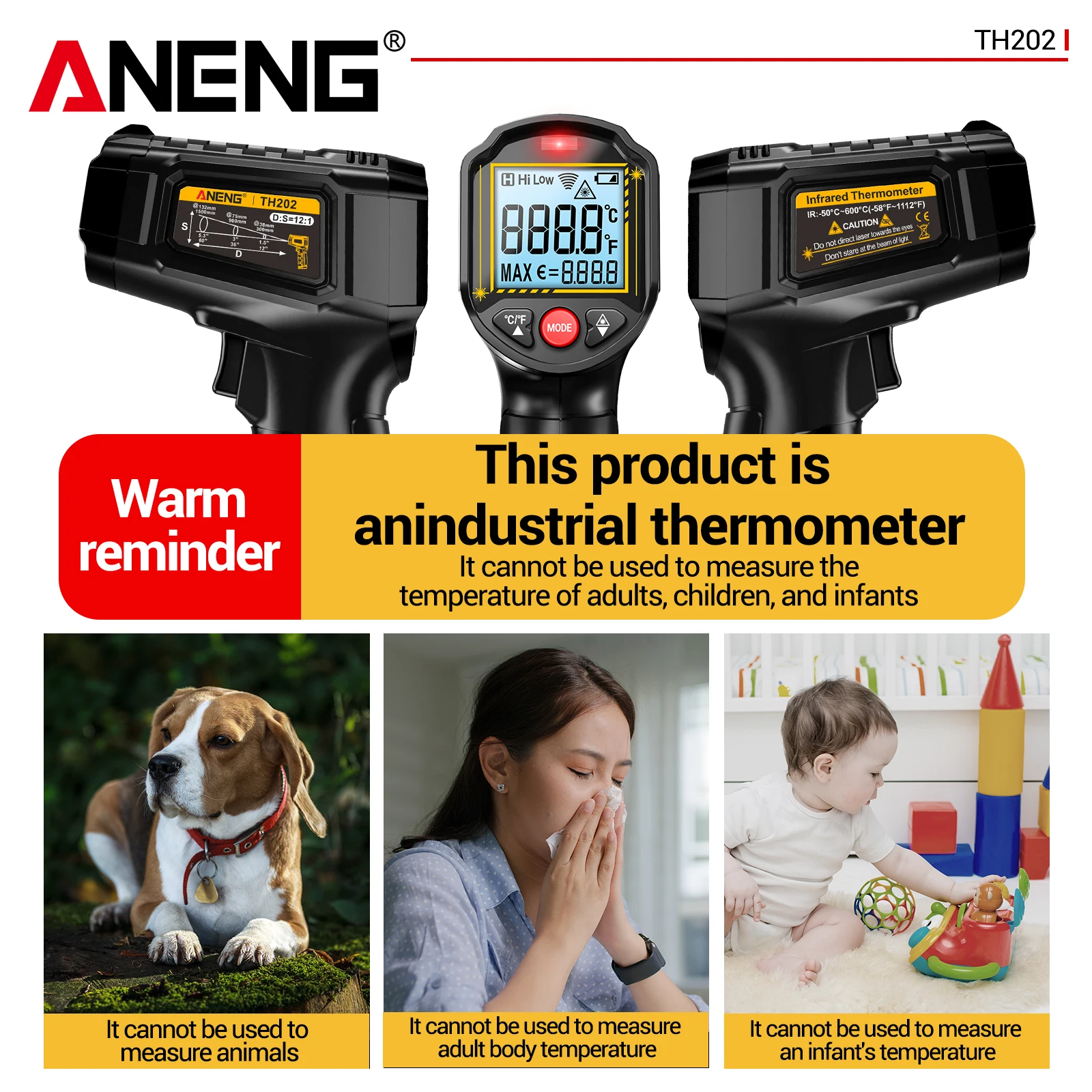 Termometer laser ANENG TH202 d - Industrial Laser Pen ulasan dan harga